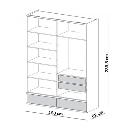 Guarda-Roupa Casal 4 Portas 4 Gavetas W320 100% Mdf Freijo/Off White - Pradel