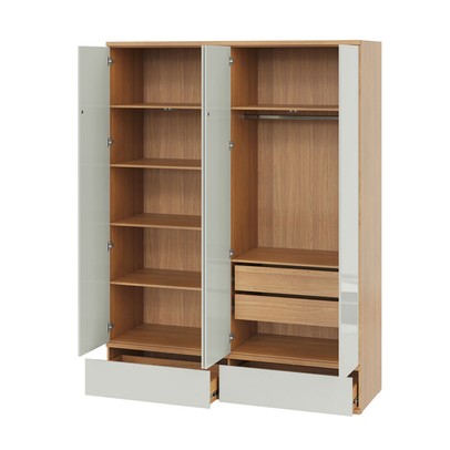 Guarda-Roupa Casal 4 Portas 4 Gavetas W320 100% Mdf Freijo/Off White - Pradel