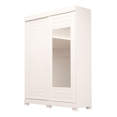 Guarda-Roupa Solteiro Ayla 2 Portas 2 Gavetas com Espelho 100% Mdf Branco - Acp Móveis