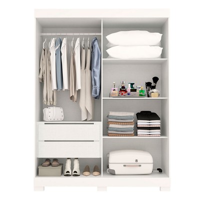 Guarda-Roupa Solteiro Ayla 2 Portas 2 Gavetas com Espelho 100% Mdf Branco - Acp Móveis