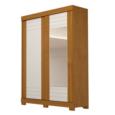 Guarda-Roupa Solteiro Ayla 2 Portas 2 Gavetas com Espelho 100% Mdf Flex Cinamomo/Off White - Acp Móveis