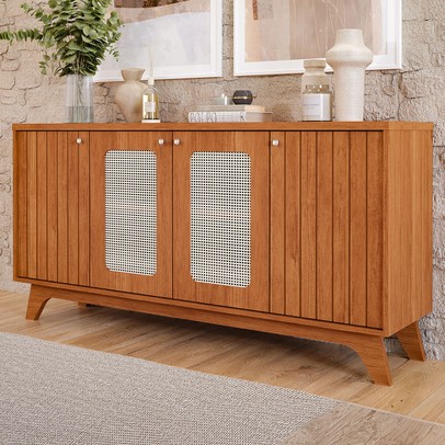 Balcão Buffet Isa 4 Portas 3 Prateleiras Cinamomo - Cimol