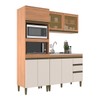 Cozinha Compacta Cecilia 7 Portas 3 Gavetas com Vidro Freijó/Off White - Jcarvalho