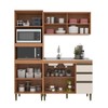 Cozinha Compacta Cecilia 7 Portas 3 Gavetas com Vidro Freijó/Off White - Jcarvalho