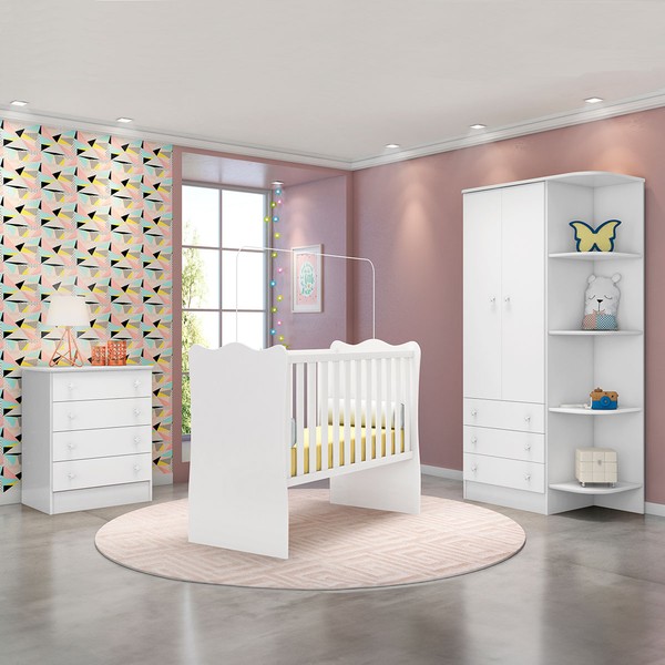 Quarto Infantil Completo Estrela 2 Portas 7 Gavetas Branco - Pnr Móveis