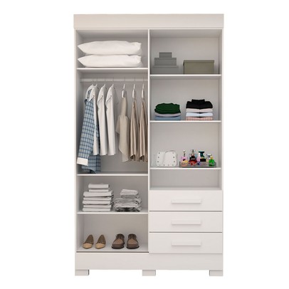 Guarda-Roupa Solteiro Débora Capelinha 4 Portas 3 Gavetas com Espelho 100% Mdf Branco - Acp Móveis