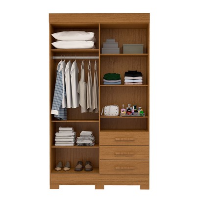 Guarda-Roupa Solteiro Débora Capelinha 4 Portas 3 Gavetas com Espelho 100% Mdf Cinamomo - Acp Móveis