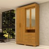 Guarda-Roupa Solteiro Débora Capelinha 4 Portas 3 Gavetas com Espelho 100% Mdf Cinamomo - Acp Móveis