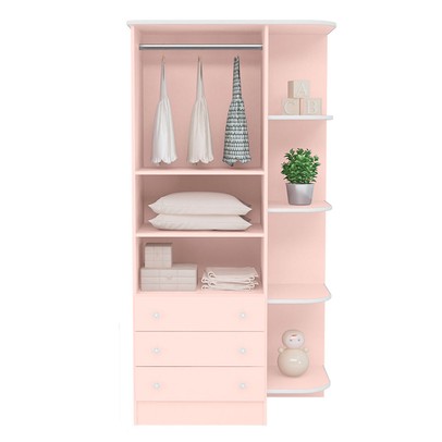 Quarto Infantil Completo Ana 2 Portas 7 Gavetas Rosa - Pnr Móveis