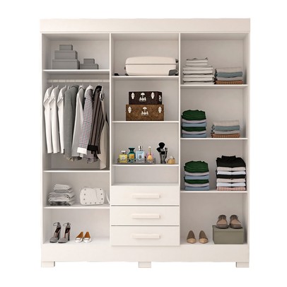 Guarda-Roupa Casal Débora Capelinha 6 Portas 3 Gavetas com Espelho 100% Mdf Branco - Acp Móveis