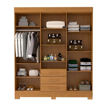 Guarda-Roupa Casal Débora Capelinha 6 Portas 3 Gavetas com Espelho 100% Mdf Cinamomo - Acp Móveis