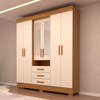 Guarda-Roupa Casal Débora Capelinha 6 Portas 3 Gavetas com Espelho 100% Mdf Cinamomo/Off White - Acp Móveis