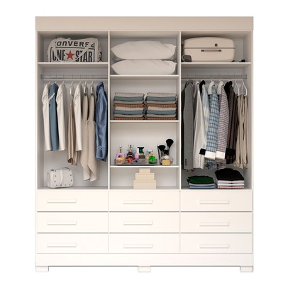 Guarda-Roupa Casal Débora Capelinha 6 Portas 9 Gavetas com Espelho 100% Mdf Branco - Acp Móveis