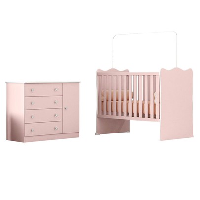 Quarto Infantil Completo Iris 1 Porta 4 Gavetas Rosa - Pnr Móveis