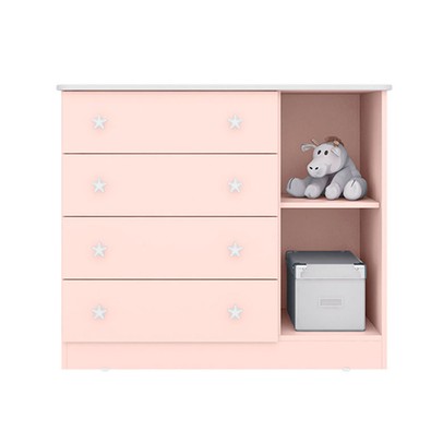 Quarto Infantil Completo Iris 1 Porta 4 Gavetas Rosa - Pnr Móveis