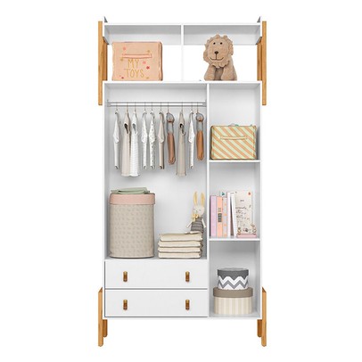 Quarto Infantil Completo Safari 3 Portas 5 Gavetas Branco/Freijo - Pnr Móveis