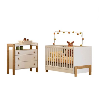 Quarto Infantil Completo Safari 3 Gavetas Branco/Freijo - Pnr Móveis