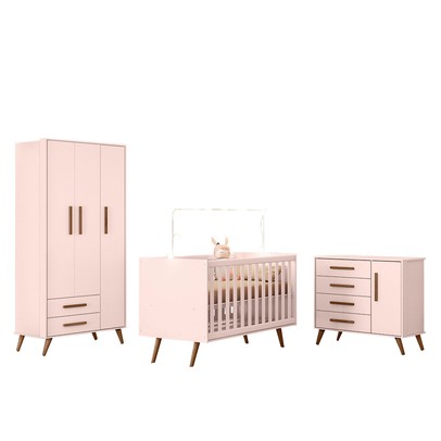 Quarto Infantil Completo Bear 4 Portas 6 Gavetas Rosa - Pnr Móveis