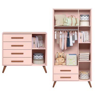Quarto Infantil Completo Bear 4 Portas 6 Gavetas Rosa - Pnr Móveis