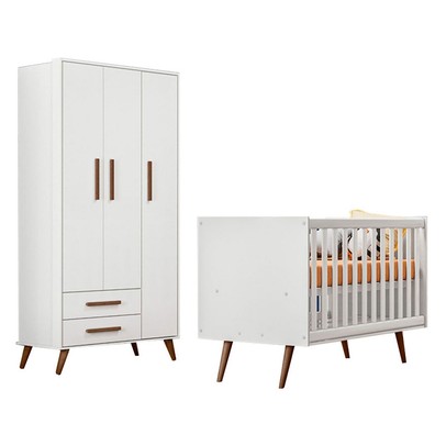 Quarto Infantil Completo Bear 3 Portas 2 Gavetas Branco - Pnr Móveis
