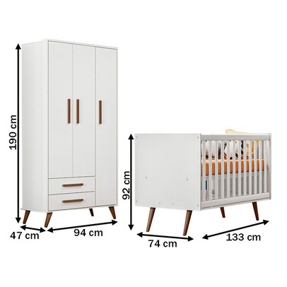 Quarto Infantil Completo Bear 3 Portas 2 Gavetas Branco - Pnr Móveis