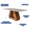 Mesa de Madeira Agata 180 Cm com Vidro Ripado Cinamomo/Off White - Cimol