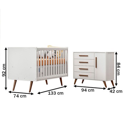 Quarto Infantil Completo Bear 1 Porta 4 Gavetas Branco - Pnr Móveis