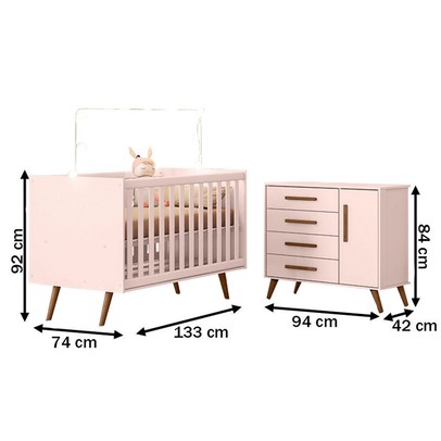Quarto Infantil Completo Bear 1 Porta 4 Gavetas Rosa - Pnr Móveis