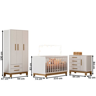 Quarto Infantil Completo Lion 4 Portas 6 Gavetas Branco - Pnr Móveis