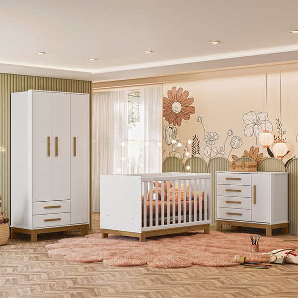 Quarto Infantil Completo Lion 4 Portas 6 Gavetas Branco - Pnr Móveis