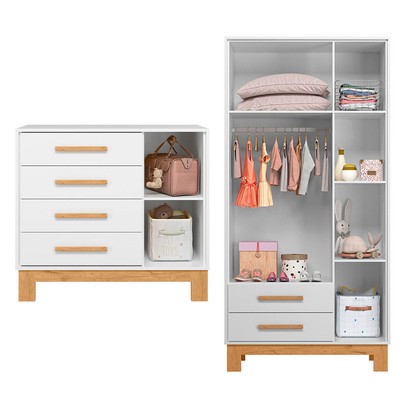 Quarto Infantil Completo Lion 4 Portas 6 Gavetas Branco - Pnr Móveis