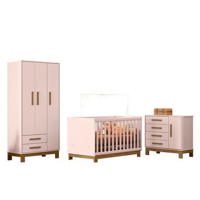 Quarto Infantil Completo Lion 4 Portas 6 Gavetas Rosa - Pnr Móveis