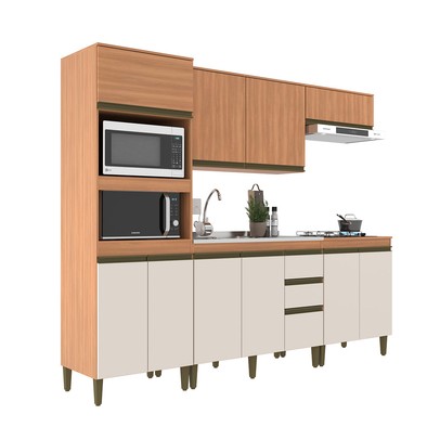 Cozinha Completa Cecilia 10 Portas 3 Gavetas Frejó/Off White - Jcarvalho