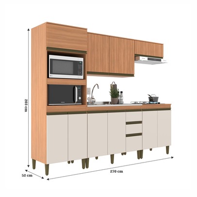 Cozinha Completa Cecilia 10 Portas 3 Gavetas Frejó/Off White - Jcarvalho