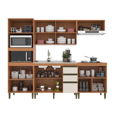 Cozinha Completa Cecilia 10 Portas 3 Gavetas Frejó/Off White - Jcarvalho