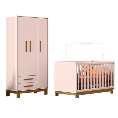 Quarto Infantil Completo Lion 3 Portas 2 Gavetas Rosa - Pnr Móveis