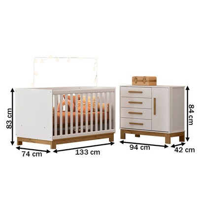 Quarto Infantil Completo Lion 1 Porta 4 Gavetas Branco - Pnr Móveis