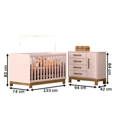 Quarto Infantil Completo Lion 1 Porta 4 Gavetas Rosa - Pnr Móveis