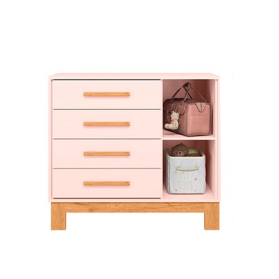 Quarto Infantil Completo Lion 1 Porta 4 Gavetas Rosa - Pnr Móveis