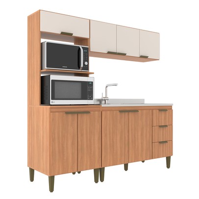 Cozinha Completa Bia 8 Portas 3 Gavetas Freijó/Off White - Jcarvalho