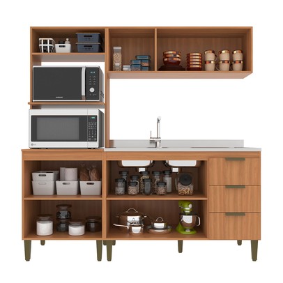 Cozinha Completa Bia 8 Portas 3 Gavetas Freijó/Off White - Jcarvalho