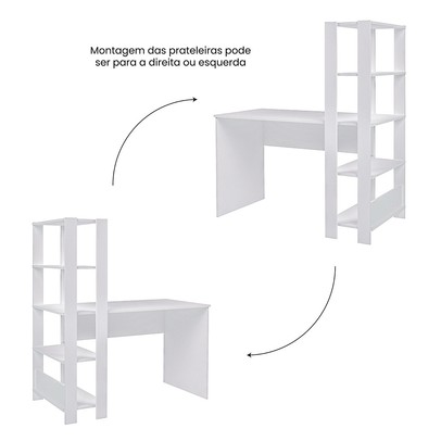 Mesa Escrivaninha Conjunto Match 6 Prateleiras Branco - Pnr Móveis