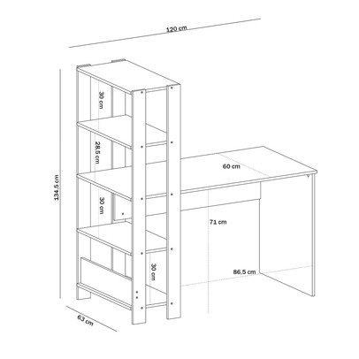 Mesa Escrivaninha Conjunto Match 6 Prateleiras Off White/Carvalho - Pnr Móveis