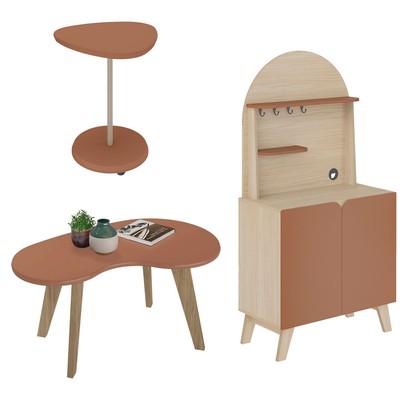 Sala de Estar Completa Bali 2 Portas Naturale/Terracota - Pnr Móveis