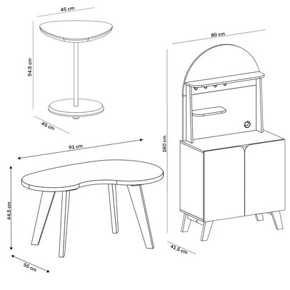 Sala de Estar Completa Bali 2 Portas Naturale/Terracota - Pnr Móveis