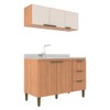 Cozinha Compacta Bia 5 Portas 3 Gavetas Freijó/Off White - Jcarvalho