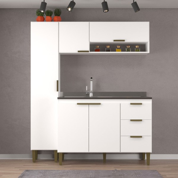 Cozinha Cozinha Compacta Carol 5 Portas 3 Gavetas Branco - Jcarvalho