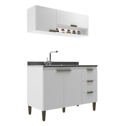 Cozinha Compacta Carol 4 Portas 3 Gavetas Branco - Jcarvalho