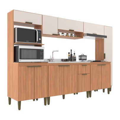 Cozinha Completa Alana 12 Portas 1 Gaveta Freijó/Off White - Jcarvalho