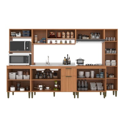 Cozinha Completa Alana 12 Portas 1 Gaveta Freijó/Off White - Jcarvalho